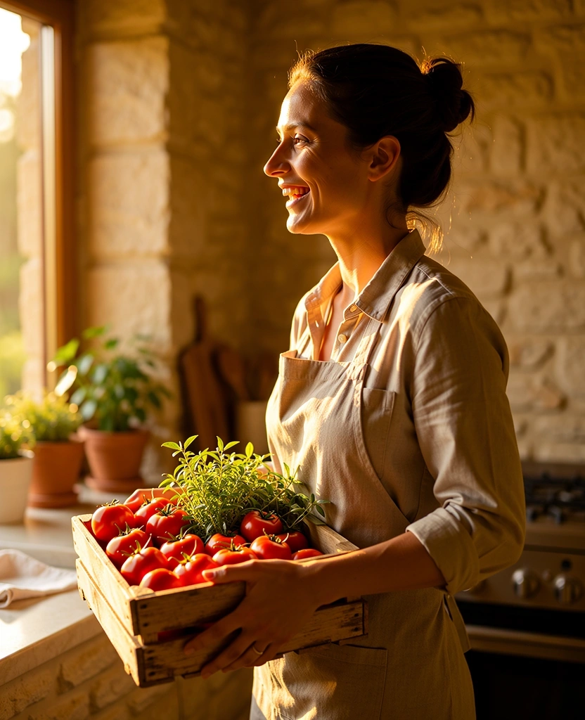 Nutritionist with fresh Mediterranean produce